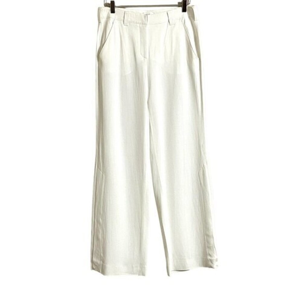 A.L.C. Miles White Pants Wide Leg Split Hem High Rise SZ 10 New